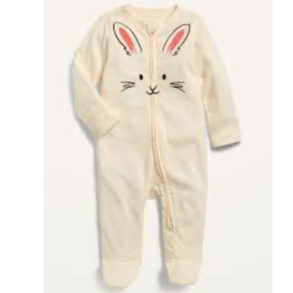 OLD NAVY · UNISEX BUNNY-CRITTER FOOTED ONE-PIECE SLEEP + PLAY - 6-9M - Picture 1 of 1